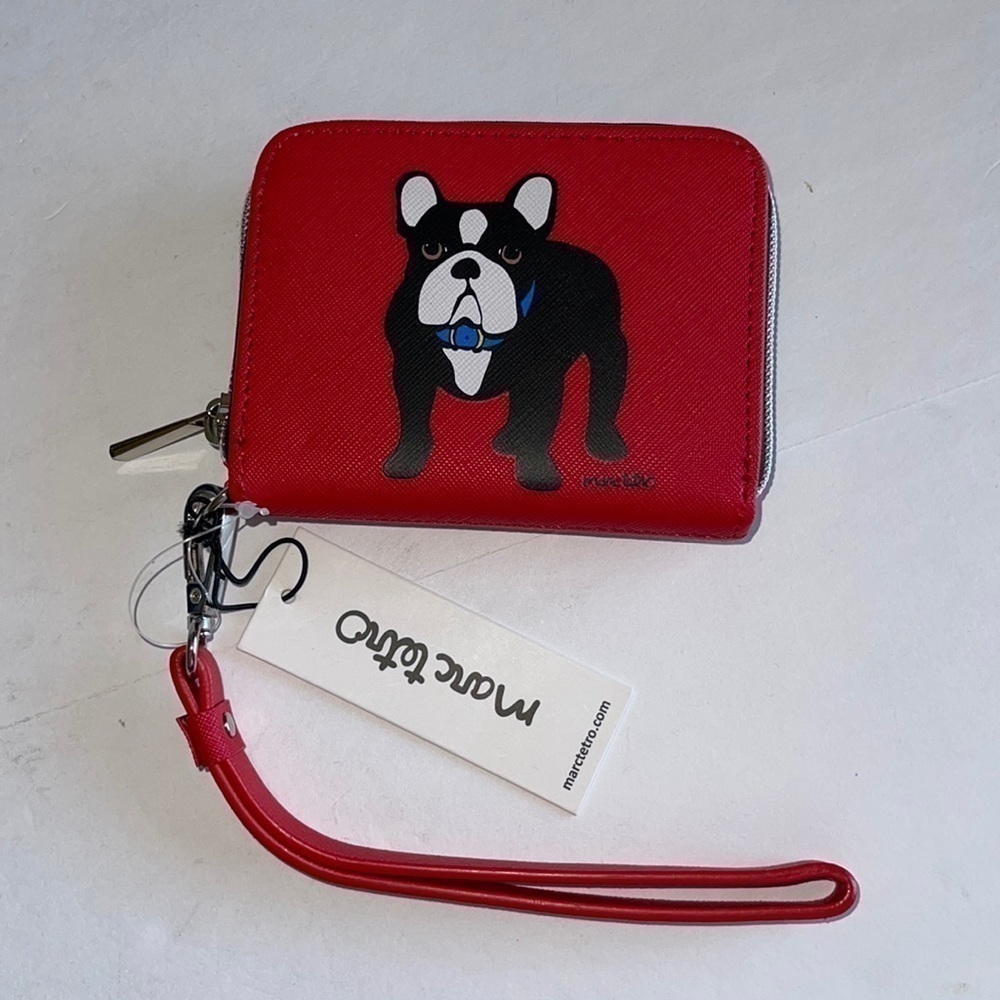 NWT Marc Tetro Red Boston Terrier Small Wristlet Wallet